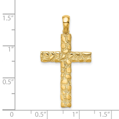 14k Yellow Gold Nugget Cross Pendant