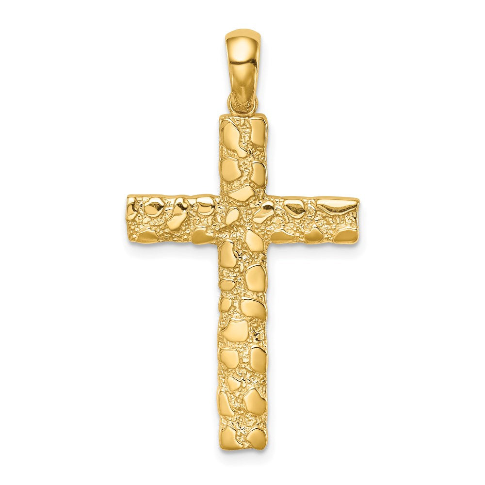 14k Yellow Gold Nugget Cross Pendant