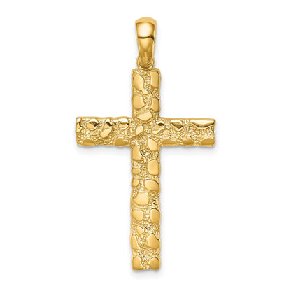 14k Yellow Gold Nugget Cross Pendant