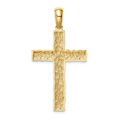 14k Yellow Gold Nugget Cross Pendant