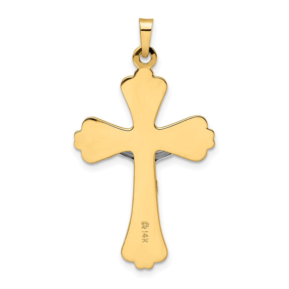 14k Two-tone Gold Polished Solid INRI Curcifix Cross Pendant