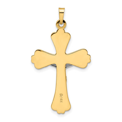 14k Two-tone Gold Polished Solid INRI Curcifix Cross Pendant