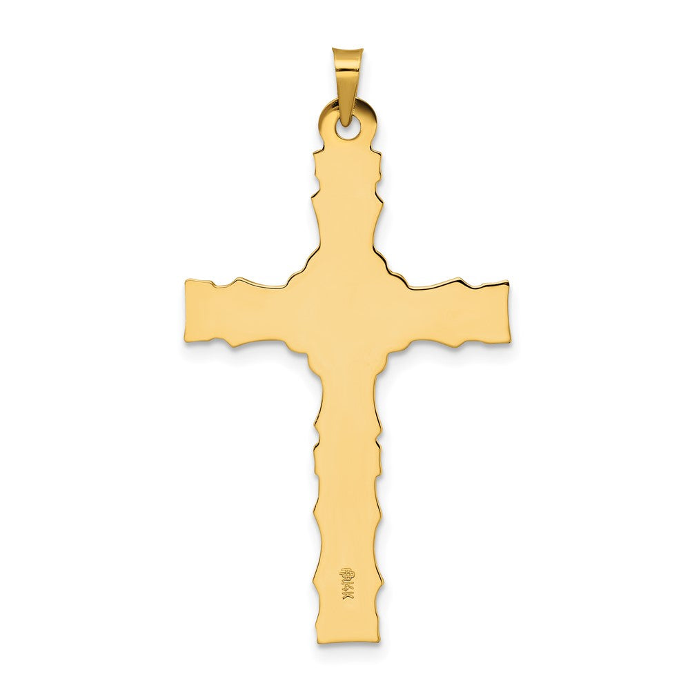 14k Yellow Gold Polished Solid Fancy Design Cross Pendant