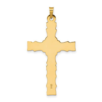 14k Yellow Gold Polished Solid Fancy Design Cross Pendant