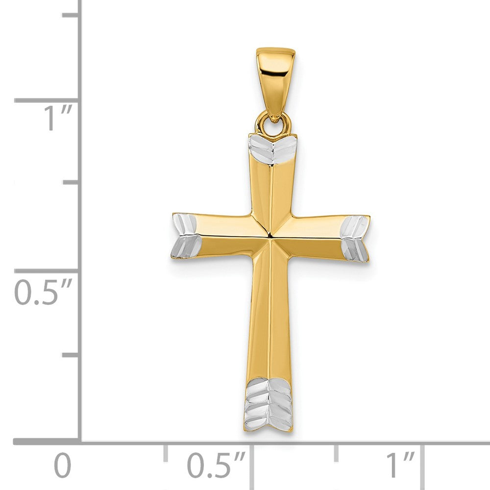 14k Yellow & Rhodium Gold and White Rhodium Polished D/C Cross Pendant