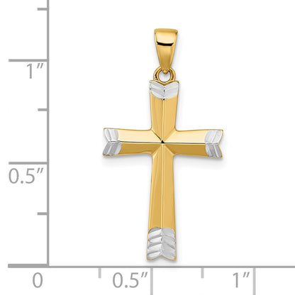 14k Yellow & Rhodium Gold and White Rhodium Polished D/C Cross Pendant