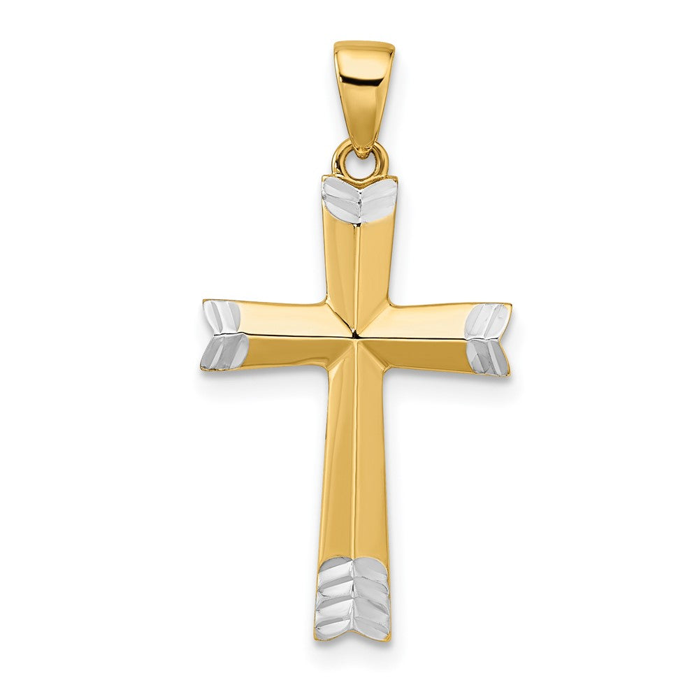 14k Yellow & Rhodium Gold and White Rhodium Polished D/C Cross Pendant
