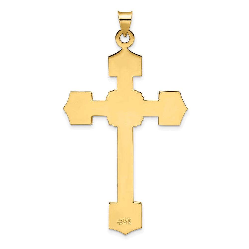 14k Yellow Gold Polished Solid Fancy Design Cross Pendant