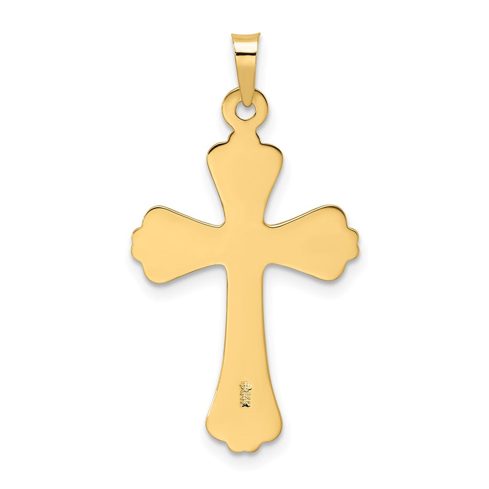 14k Yellow Gold Polished Solid Fancy Design Cross Pendant