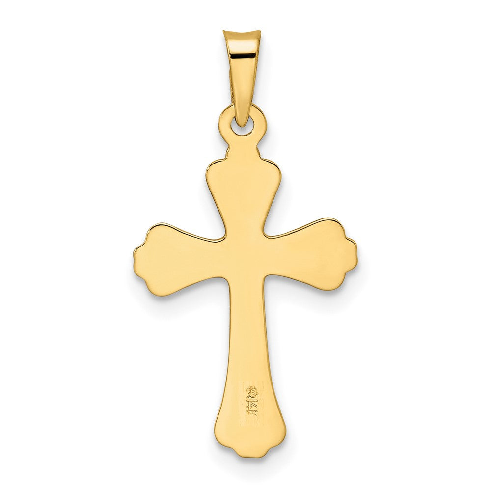 14k Yellow Gold Polished Solid Fancy Design Cross Pendant