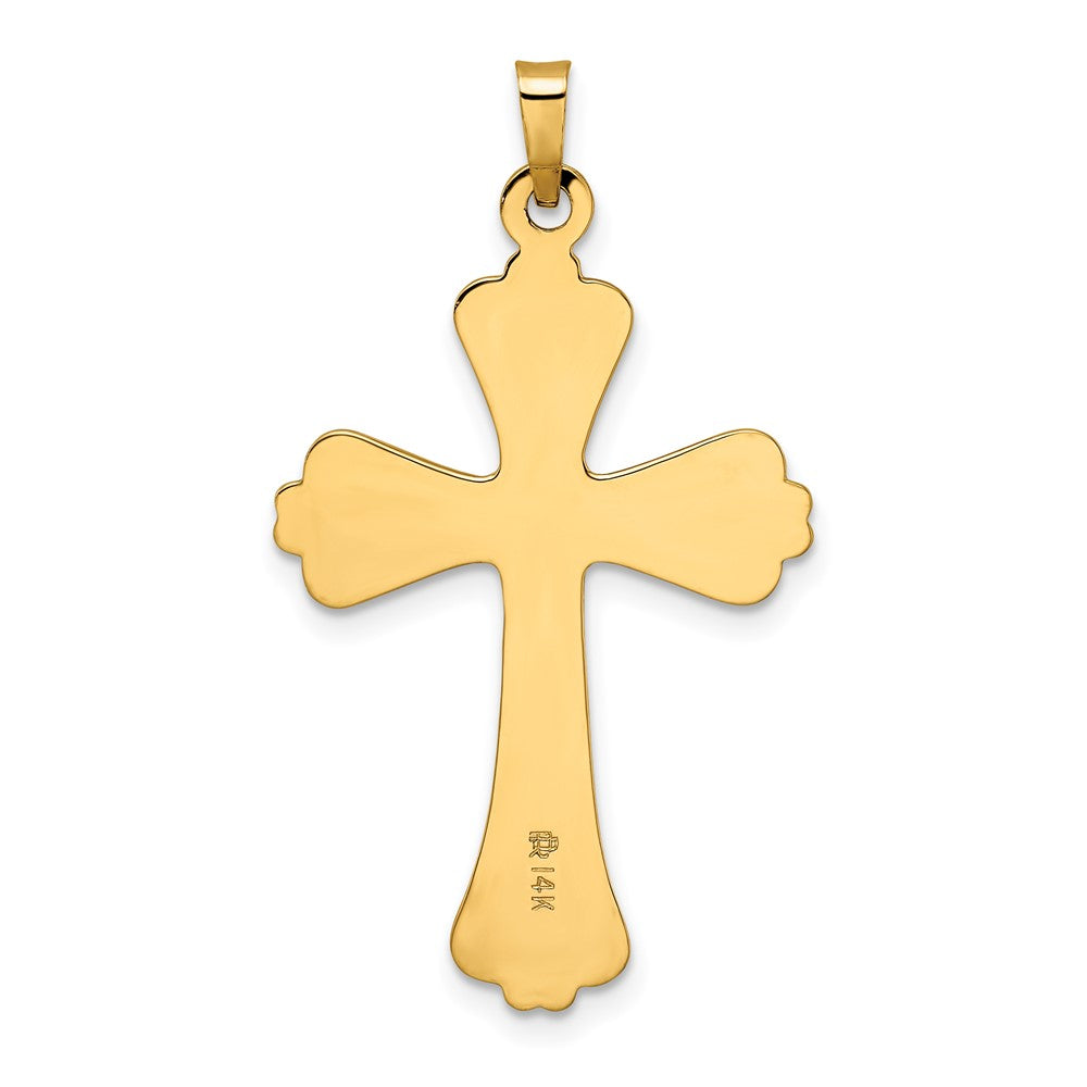 14k Yellow Gold Polished Solid Fancy Cross Pendant