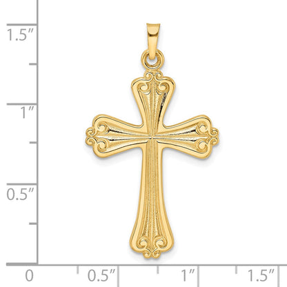 14k Yellow Gold Polished Solid Fancy Cross Pendant