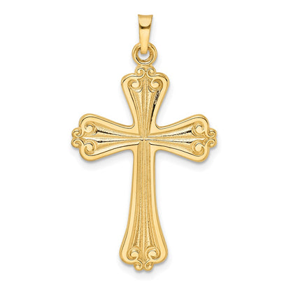 14k Yellow Gold Polished Solid Fancy Cross Pendant