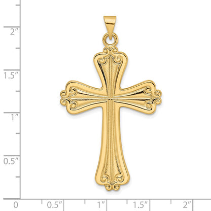 14k Yellow Gold Polished Solid Fancy Cross Pendant