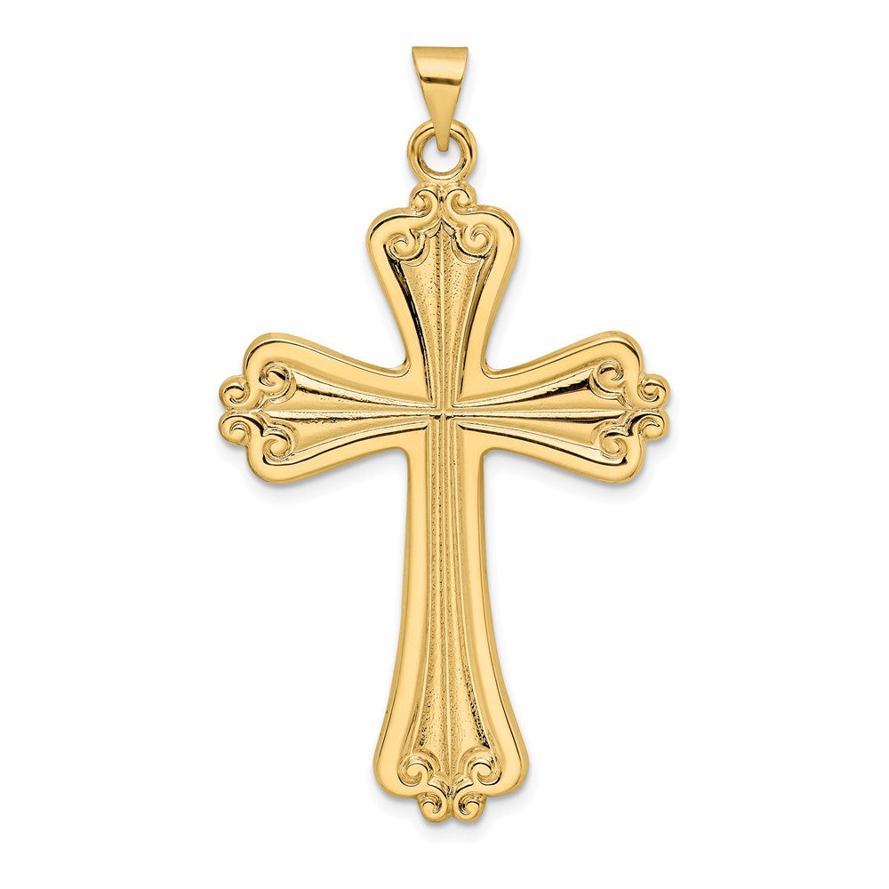 14k Yellow Gold Polished Solid Fancy Cross Pendant