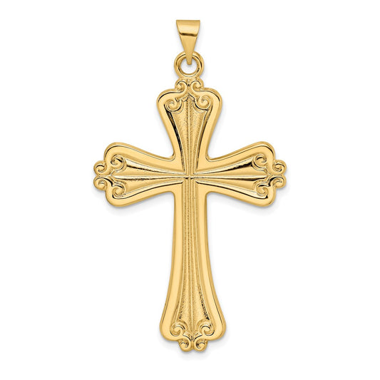 14k Yellow Gold Polished Solid Fancy Cross Pendant
