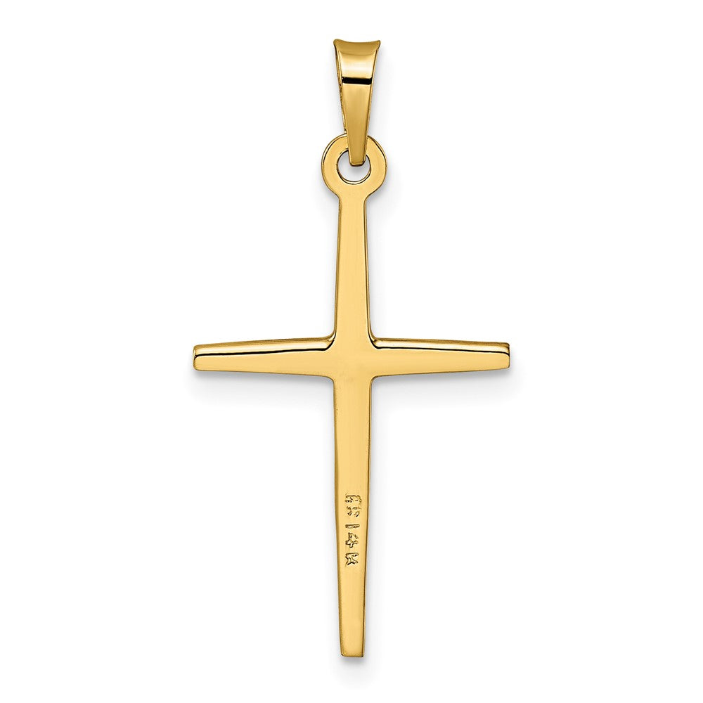 14k Two-tone Gold Polished Solid Diamond Shape Center Cross Pendant