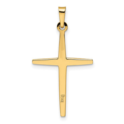 14k Two-tone Gold Polished Solid Diamond Shape Center Cross Pendant
