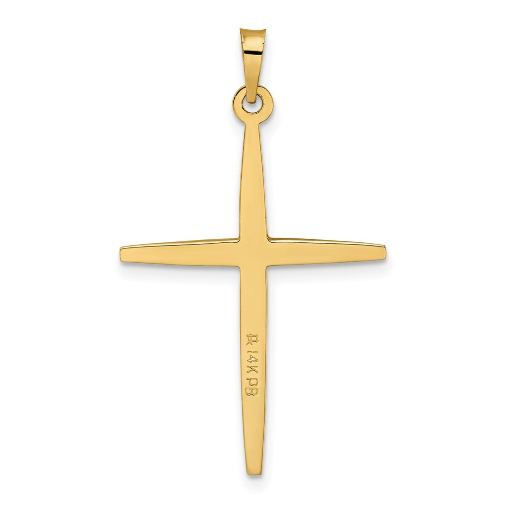 14k Two-tone Gold Polished Solid Diamond Shape Center Cross Pendant