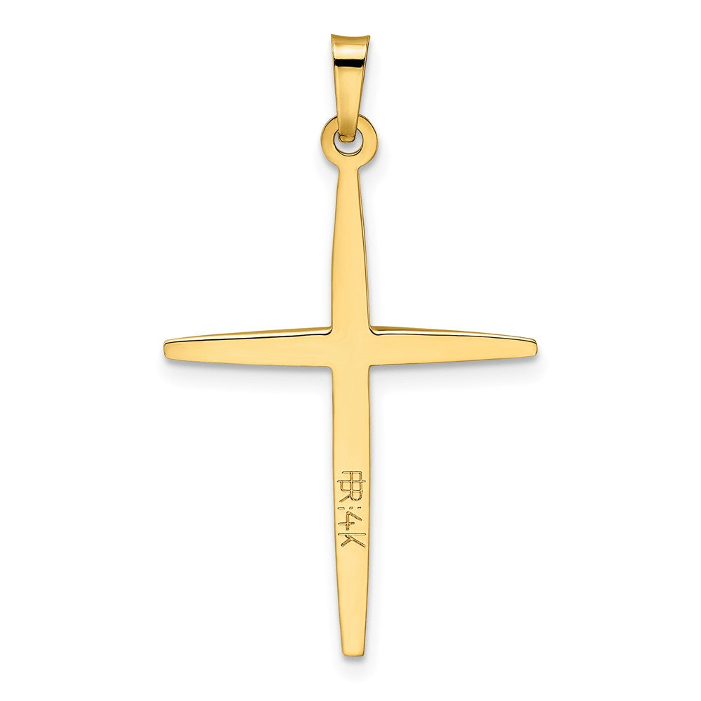 14k Two-tone Gold Polished Solid Double Cross Pendant