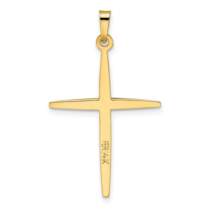 14k Two-tone Gold Polished Solid Double Cross Pendant
