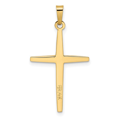 14k Two-tone Gold Polished Solid Double Cross Pendant