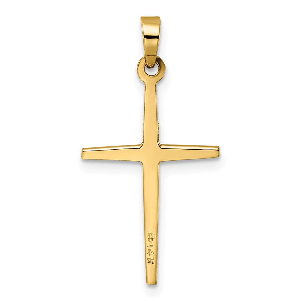 14k Two-tone Gold Polished Solid Double Cross Pendant
