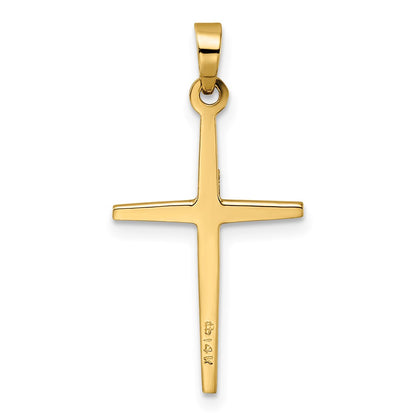 14k Two-tone Gold Polished Solid Double Cross Pendant