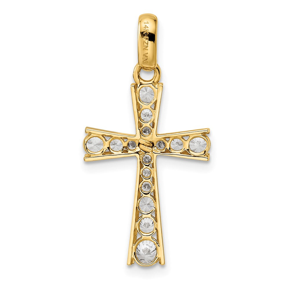 14k Yellow Gold Polished CZ Cross Pendant