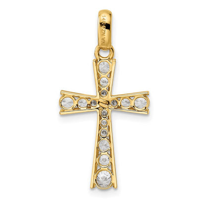 14k Yellow Gold Polished CZ Cross Pendant