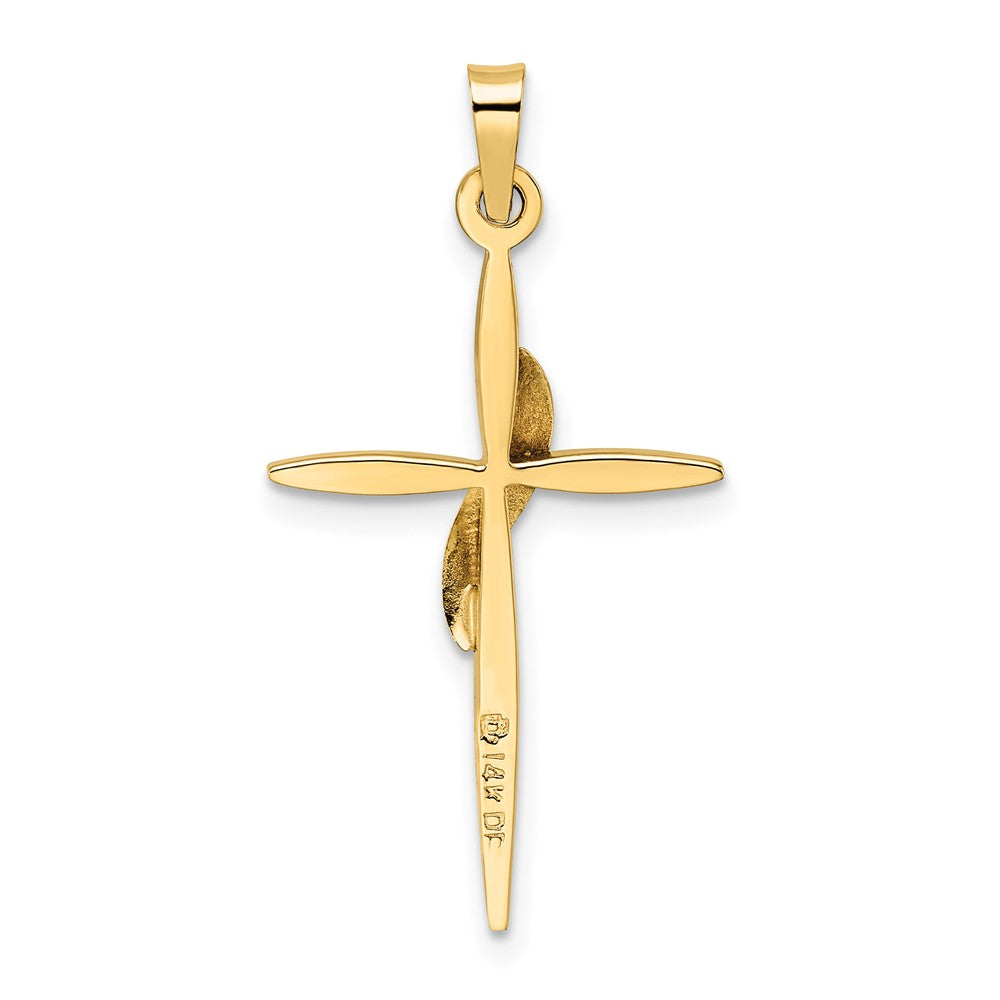 14k Two-tone Gold Polished and Satin Solid Methodist Cross Pendant
