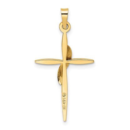 14k Two-tone Gold Polished and Satin Solid Methodist Cross Pendant
