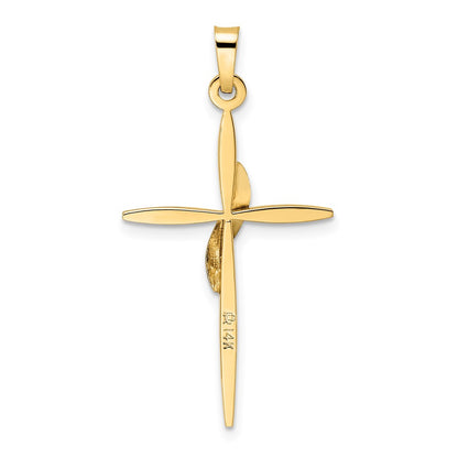 14k Two-tone Gold Solid Methodist Cross Pendant