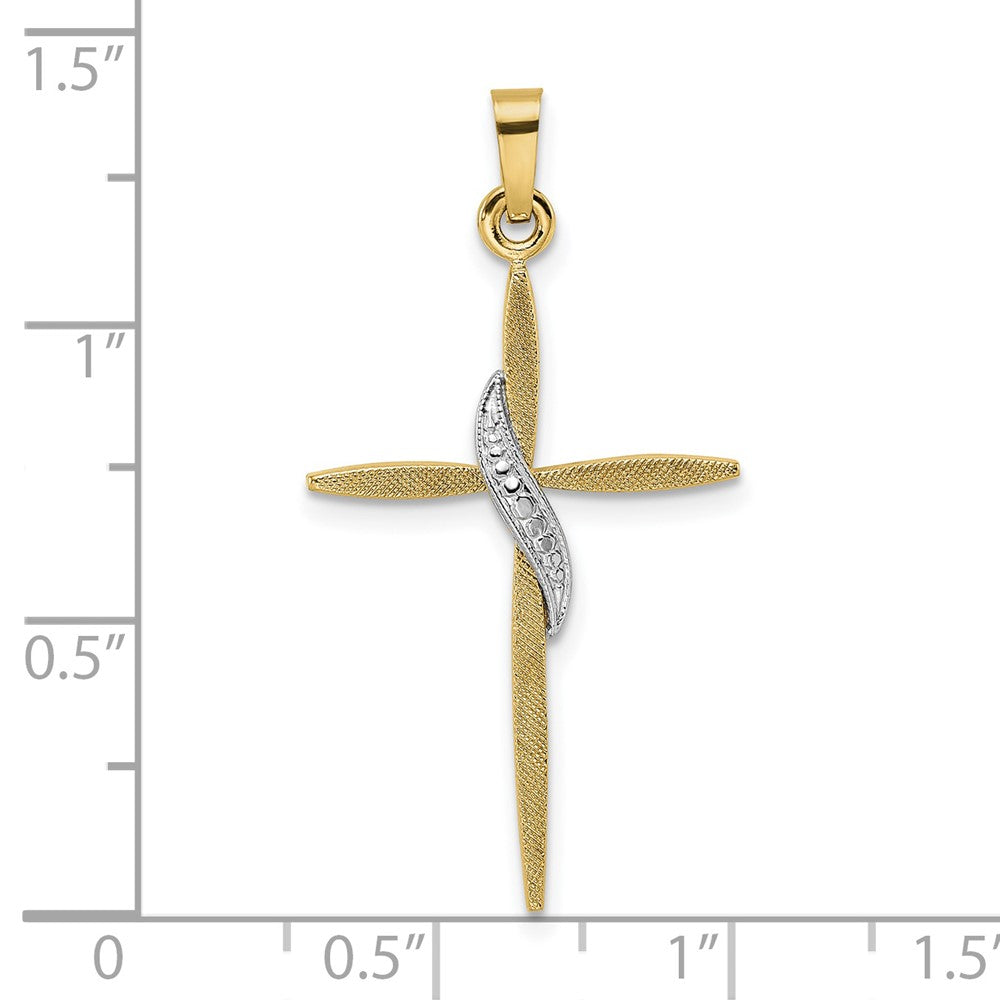 14k Two-tone Gold Solid Methodist Cross Pendant
