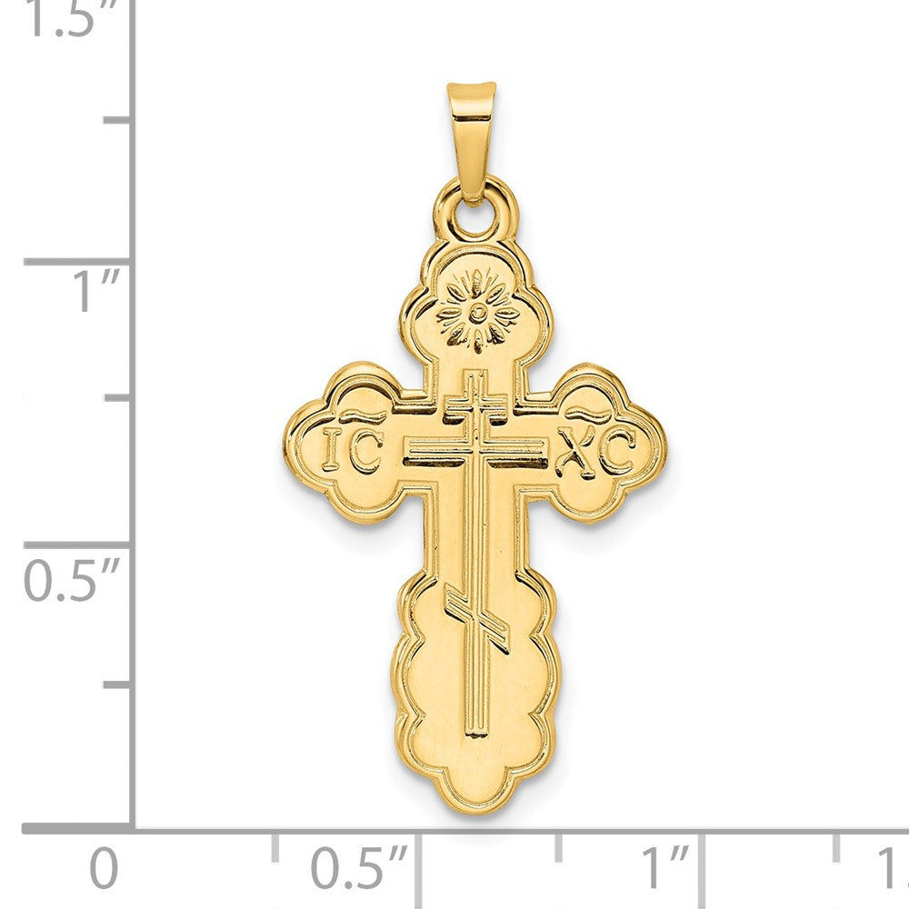 14k Yellow Gold Polished Eastern Orthodox Solid Cross Pendant