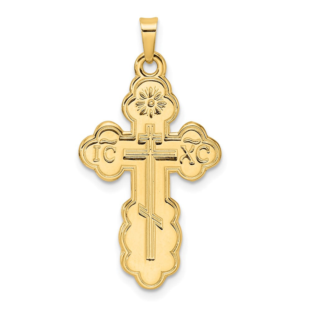 14k Yellow Gold Polished Eastern Orthodox Solid Cross Pendant