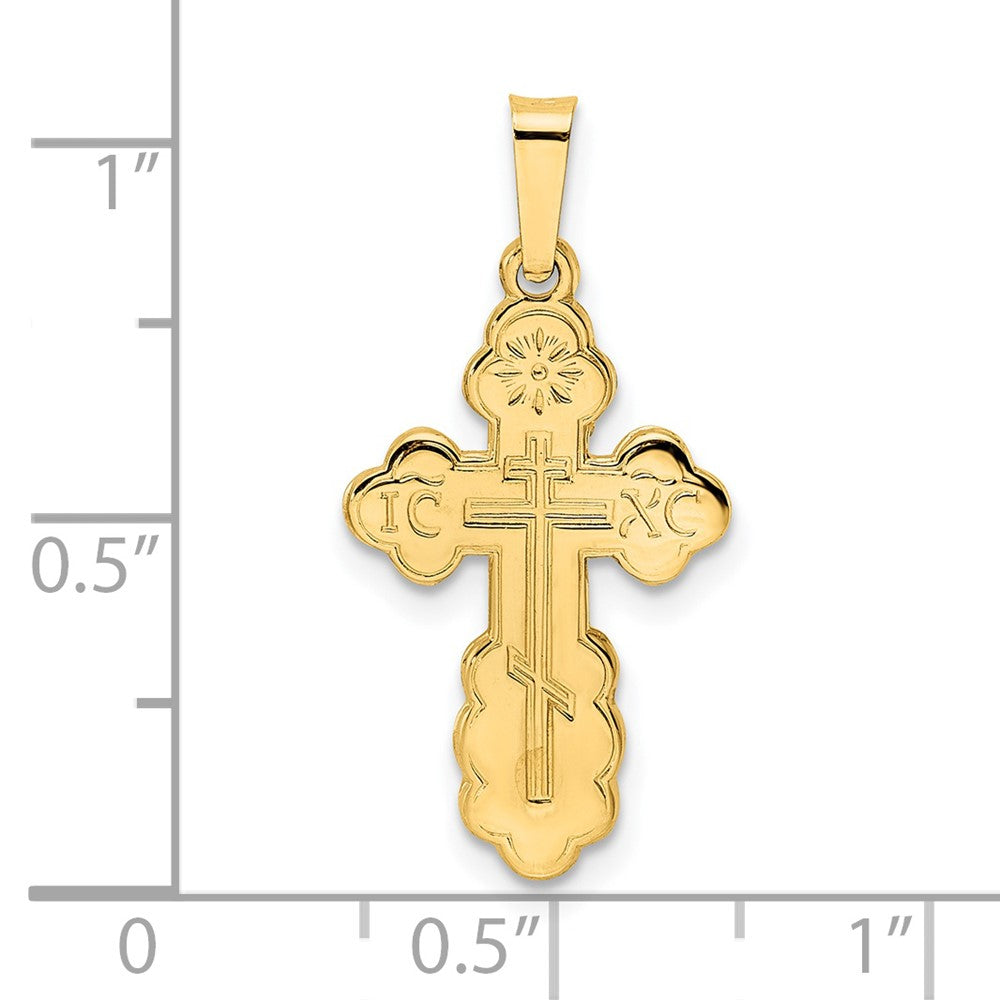 14k Yellow Gold Polished Eastern Orthodox Solid Cross Pendant
