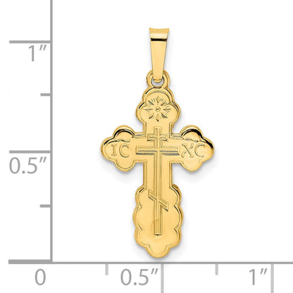 14k Yellow Gold Polished Eastern Orthodox Solid Cross Pendant