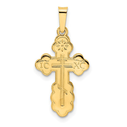 14k Yellow Gold Polished Eastern Orthodox Solid Cross Pendant
