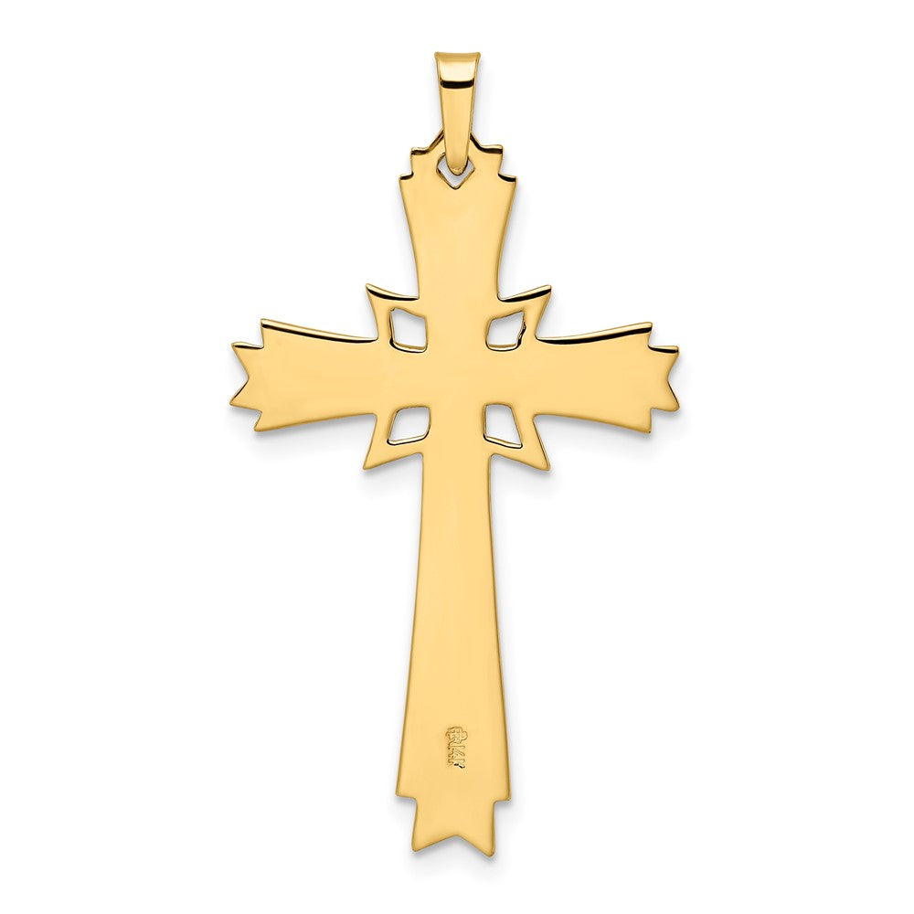 14k Yellow Gold Polished Solid Fancy Cross Pendant