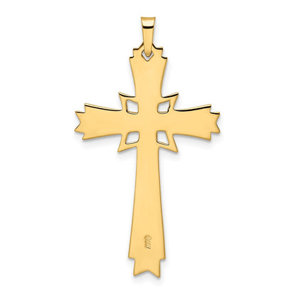 14k Yellow Gold Polished Solid Fancy Cross Pendant
