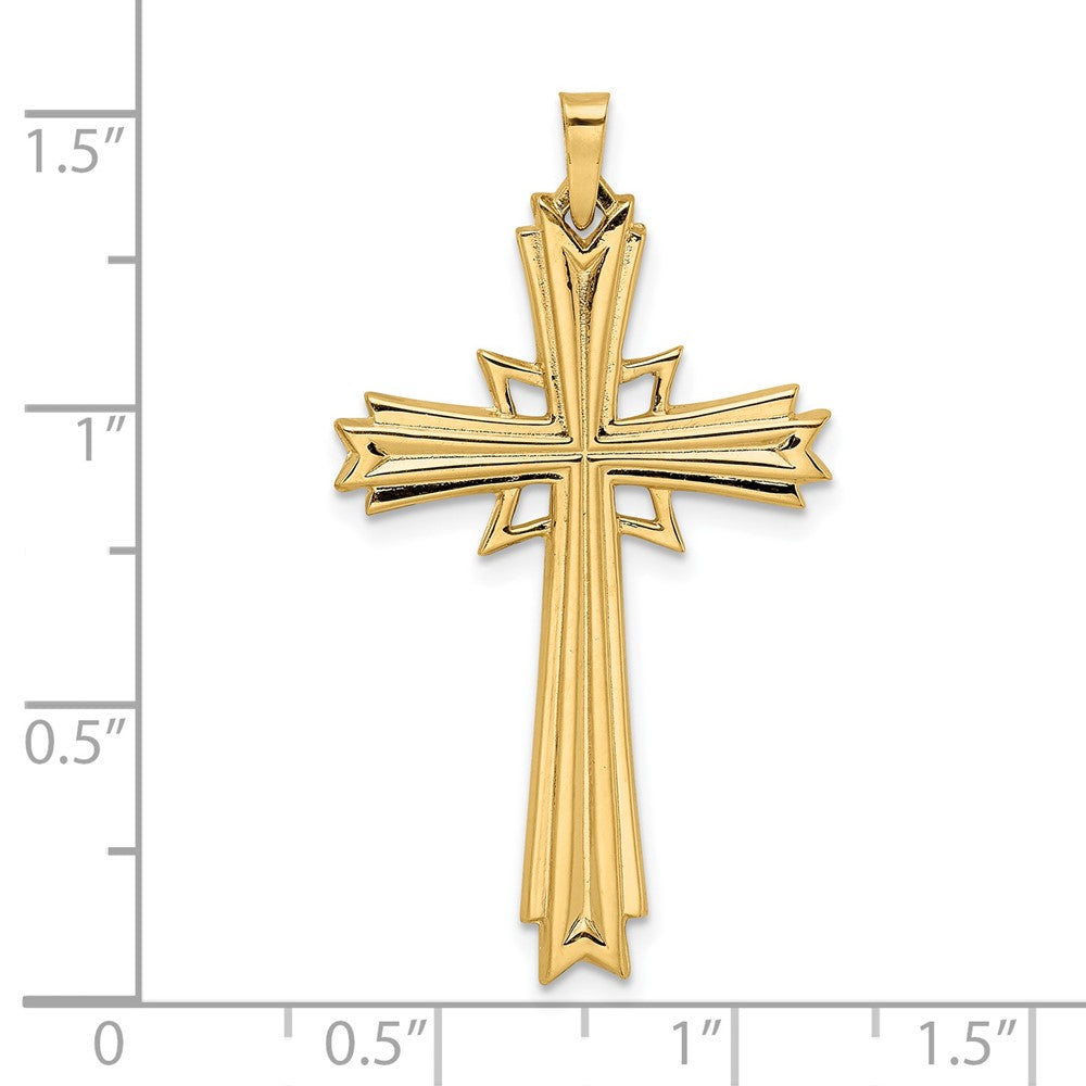 14k Yellow Gold Polished Solid Fancy Cross Pendant