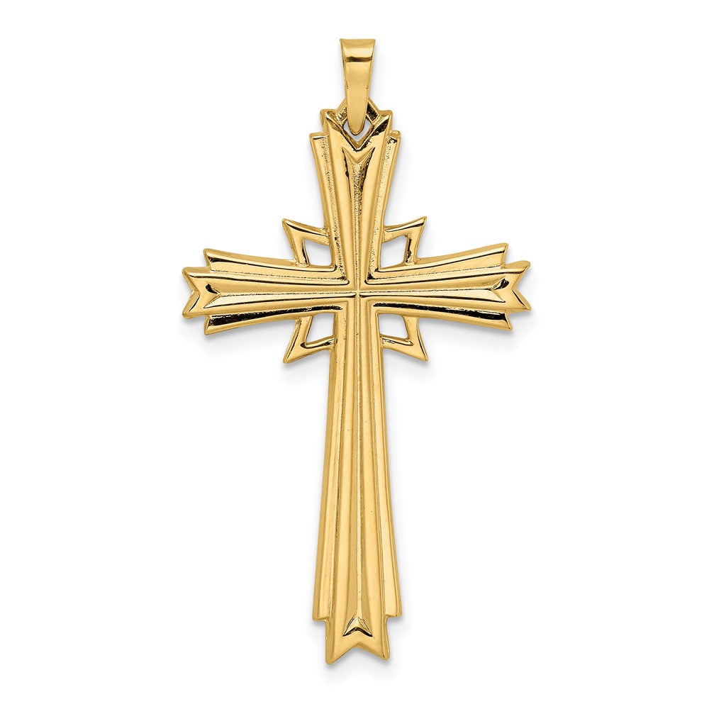 14k Yellow Gold Polished Solid Fancy Cross Pendant
