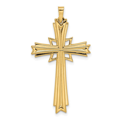 14k Yellow Gold Polished Solid Fancy Cross Pendant