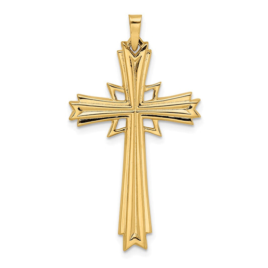 14k Yellow Gold Polished Solid Fancy Cross Pendant