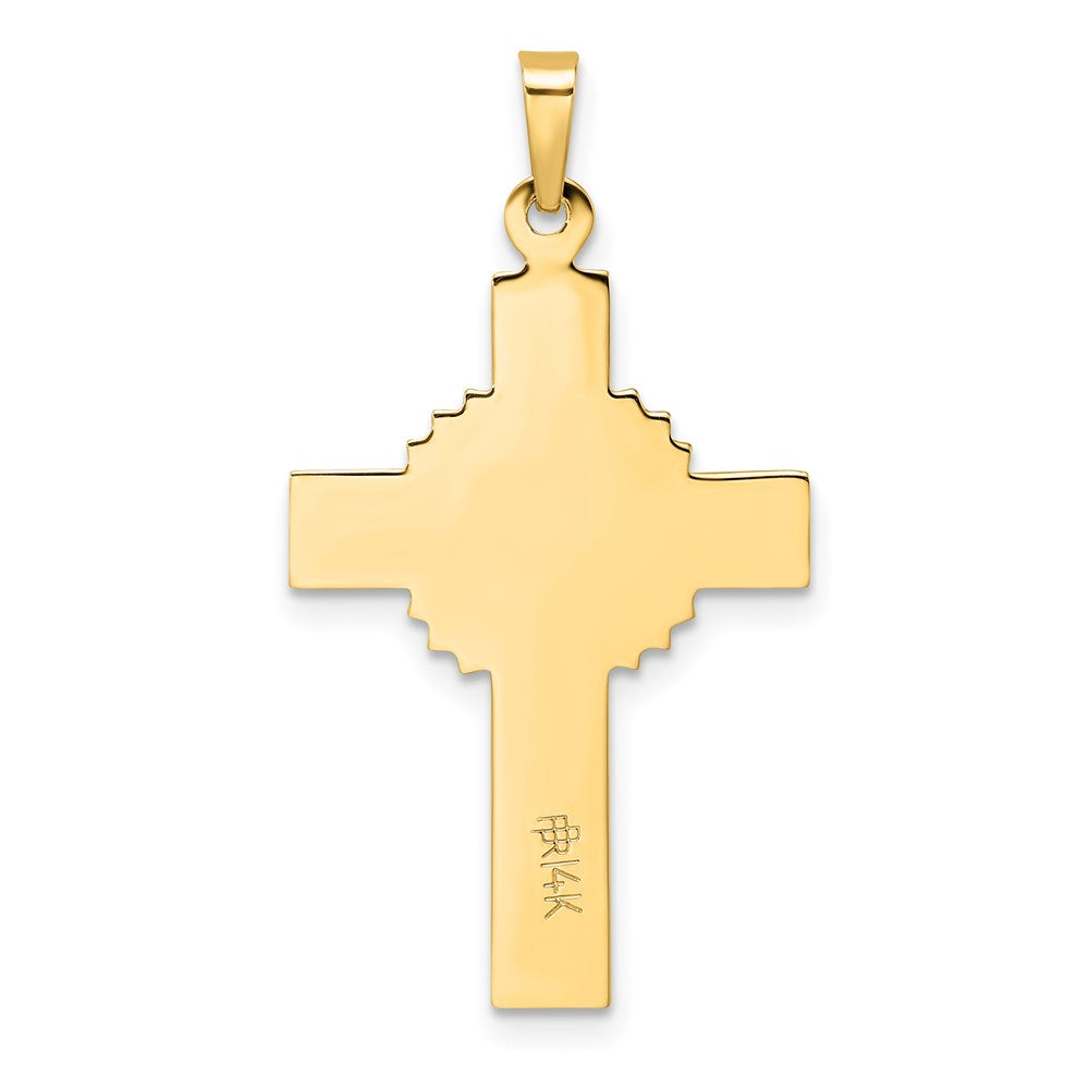 14k Yellow Gold Polished Fancy Iona Solid Cross Pendant