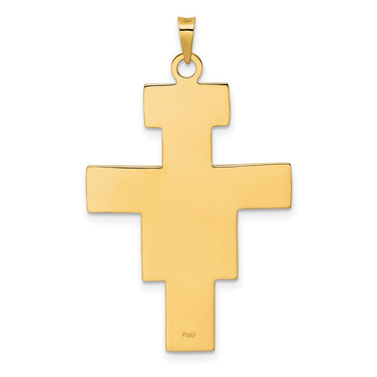 14k Two-tone Gold Polished Fancy Solid Cross Pendant