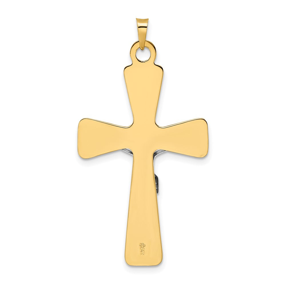 14k Two-tone Gold Polished Solid INRI Curcifix Cross Pendant