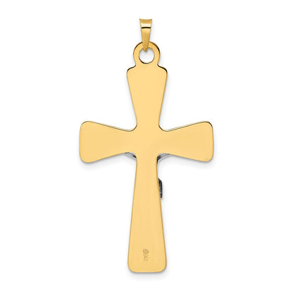 14k Two-tone Gold Polished Solid INRI Curcifix Cross Pendant