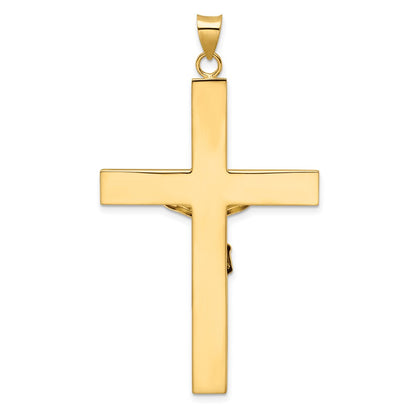 14k Two-tone Gold Polished Solid INRI Curcifix Cross Pendant